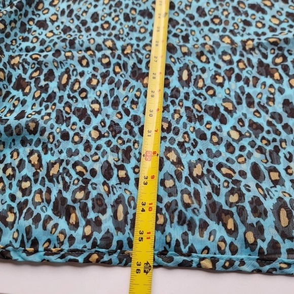 Mud Pie Womens Blue Green Brown Yellow Leopard V-Neck Swim Cover Up Tie L/ XL - Picture 6 of 14